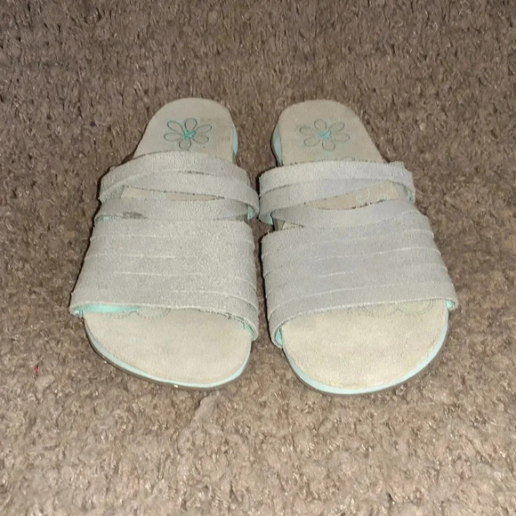 CUSHE Gray Leather "Weave" Platform Wedge Sandal - Picture 3 of 7